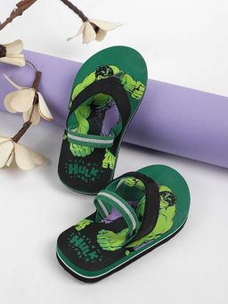 Kidsville - Hulk Printed Kids Boys Green Flipflops