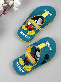 Kidsville - Mickey Mouse Printed Kids Boys Teal Flipflops