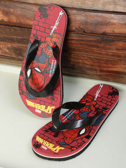 Kidsville - Spiderman Printed Kids Boys Red Flipflops