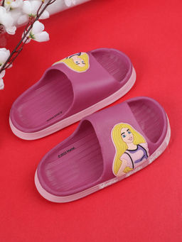 Kidsville - Barbie Printed Kids Girls Fuchsia Pink Sliders