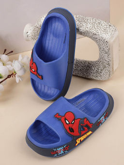 Kidsville - Spiderman Printed Kids Boys Blue Sliders