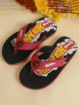 Kidsville - Hot Wheels Printed Kids Boys Black Flipflops