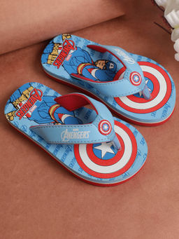 Kidsville - Captain America Printed Kids Boys Blue Flipflops