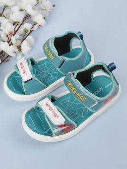 Kidsville - Spiderman Printed Kids Boys Teal Sports Sandals