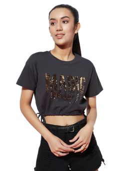 Spunkies - Magique Crop Top Embroidery Black