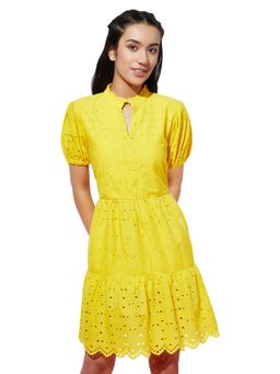 Spunkies - Miss Bright Embroidery Dress Plain Yellow