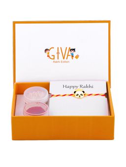 GIVA - 925 Silver Golden Crowing Panda Rakhi for Kids