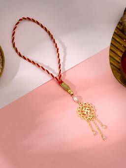 GIVA - 925 Silver Golden Swastik Bloom Lumba Rakhi