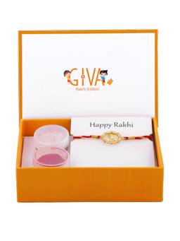GIVA - 925 Silver Golden Jai Bajrangi Rakhi