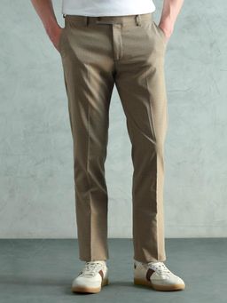 Arrow - Men's Beige Mid Rise Heathered Trouser