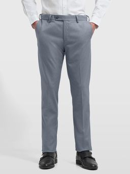 Arrow - Men's Grey Textured Hudson Tailored Regular Fit Trouser