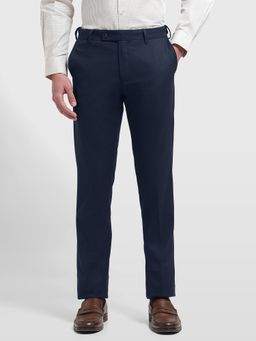 Arrow - Men's Blue Textured Hudson Tailored Regular Fit Trouser