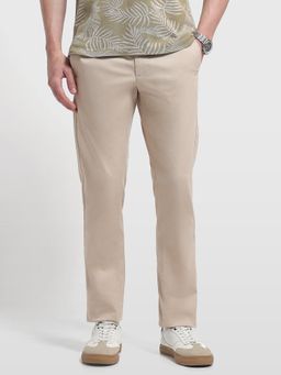 Arrow Sports - Men's Beige Solid Bronson Slim Fit Trouser
