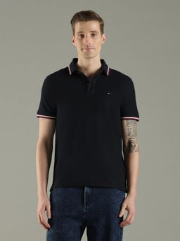 Tommy Hilfiger - Men's Navy Blue Solid/Plain Polo T-Shirt