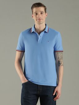 Tommy Hilfiger - Men's Blue Solid/Plain Polo T-Shirt