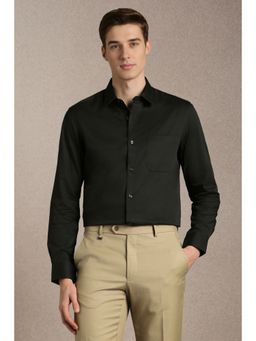 Louis Philippe - Men Black Solid Full Sleeves Formal Shirt