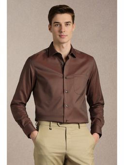 Louis Philippe - Men Brown Solid Full Sleeves Formal Shirt