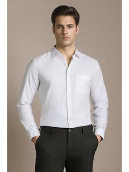 Louis Philippe - Men White Textured Full Sleeves Formal Shirt