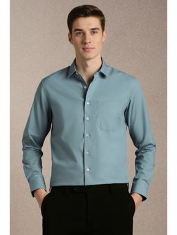 Louis Philippe - Men Light Blue Solid Full Sleeves Formal Shirt