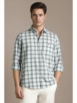 Louis Philippe - Men Off White Check Full Sleeves Casual Shirt