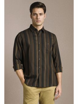 Louis Philippe - Men Brown Stripe Full Sleeves Casual Shirt