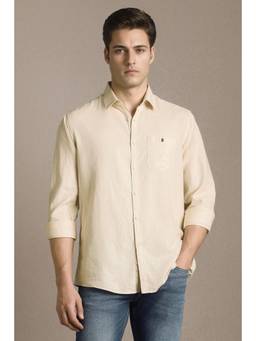Louis Philippe - Men Beige Full Sleeves Casual Shirt