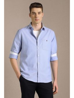 Louis Philippe - Men Light Blue Solid Full Sleeves Casual Shirt