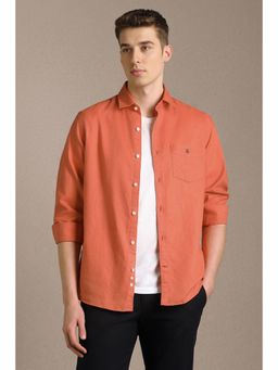Louis Philippe - Men Rust Solid Full Sleeves Casual Shirt