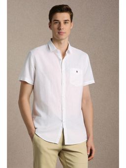 Louis Philippe - Men White Solid Half Sleeves Casual Shirt