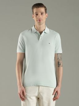 Tommy Hilfiger - Men's Green Solid/Plain Polo T-Shirt