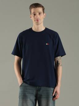 Tommy Hilfiger - Men's Navy Blue Solid/Plain T-Shirt