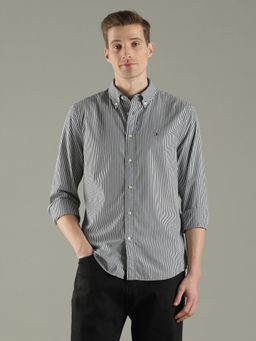 Tommy Hilfiger - Black Striped Regular Fit Cotton Shirt