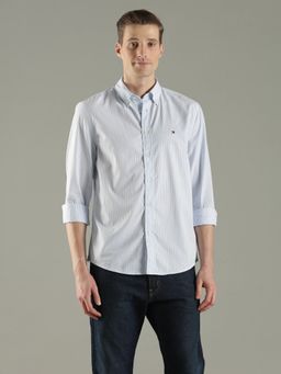 Tommy Hilfiger - Blue Striped Regular Fit Cotton Shirt