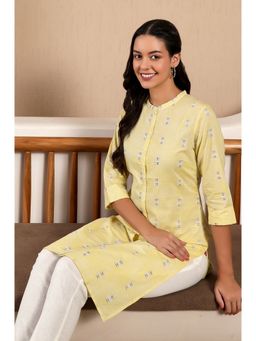 W - Moss Green Printed Button Don Kurta