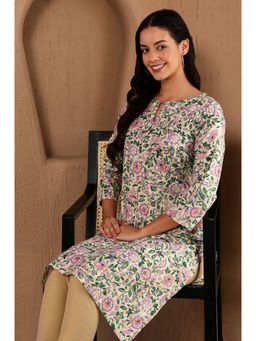 W - Off White Floral Kurta