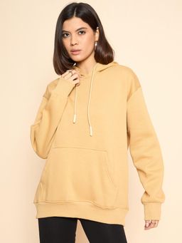 COLOR CAPITAL - Women's Oversized Solid Beige Hoodie