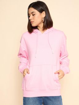 COLOR CAPITAL - Women's Oversized Solid Pink Hoodie