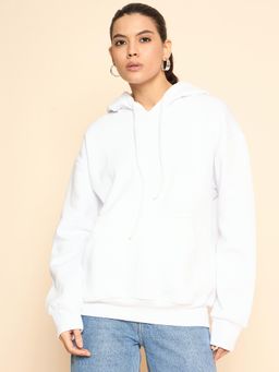 COLOR CAPITAL - Women's Oversized Solid White Hoodie