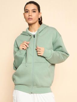 COLOR CAPITAL - Women's Oversized Solid Green Zipper