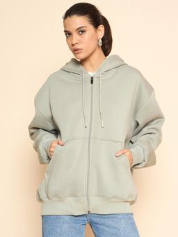 COLOR CAPITAL - Women's Oversized Solid Grey Zipper