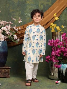 SAKA DESIGNS - Boys Blue Printed Kurta & Pyjama