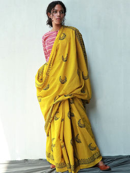 Chidiyaa - Fmtm Daisy Handblockprinted Cotton Saree