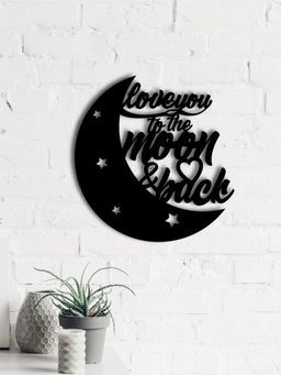 eCraftIndia - "Love You To The Moon And Back" Black Wood Wall Art Cut out