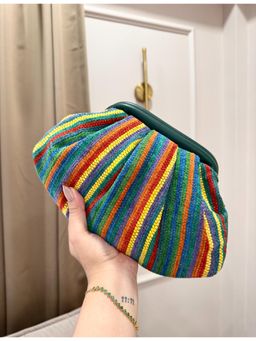 BOXWISH BY BHUMIKA - Multi-Colour Jacquard Vibrant Clutch with Detachable Chian for Women