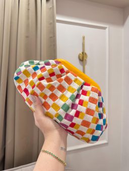 BOXWISH BY BHUMIKA - Multi-Colour Jacquard Vibrant Clutch with Detachable Chian for Women