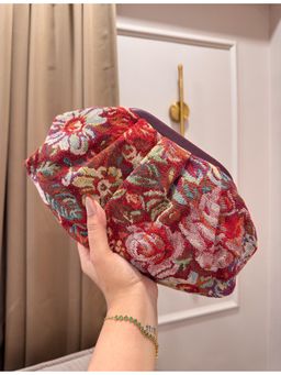 BOXWISH BY BHUMIKA - Red Jacquard Vibrant Clutch with Detachable Chian for Women