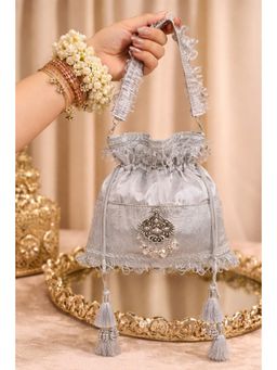 BOXWISH BY BHUMIKA - Silver Women Embroidered Potli Bag