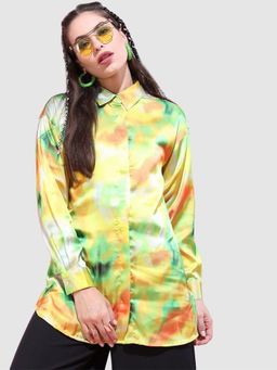 Freehand - Women Multi-Color Boxy Fit Cutaway Collar Neck Oversized Shirt