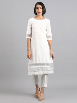 W - Silver Jacquard Slim Pants