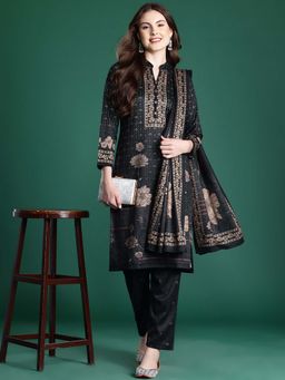 CAYMAN - Floral Regular Pure Wool Kurta with Trousers and with Dupatta